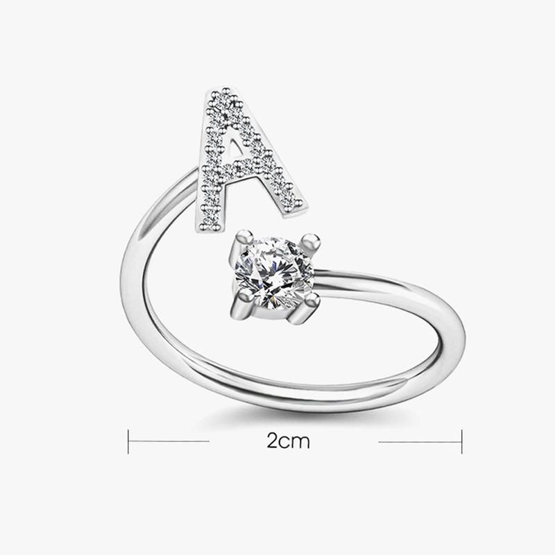Adjustable A to Z Alphabet Open Ring Couple Wedding Band