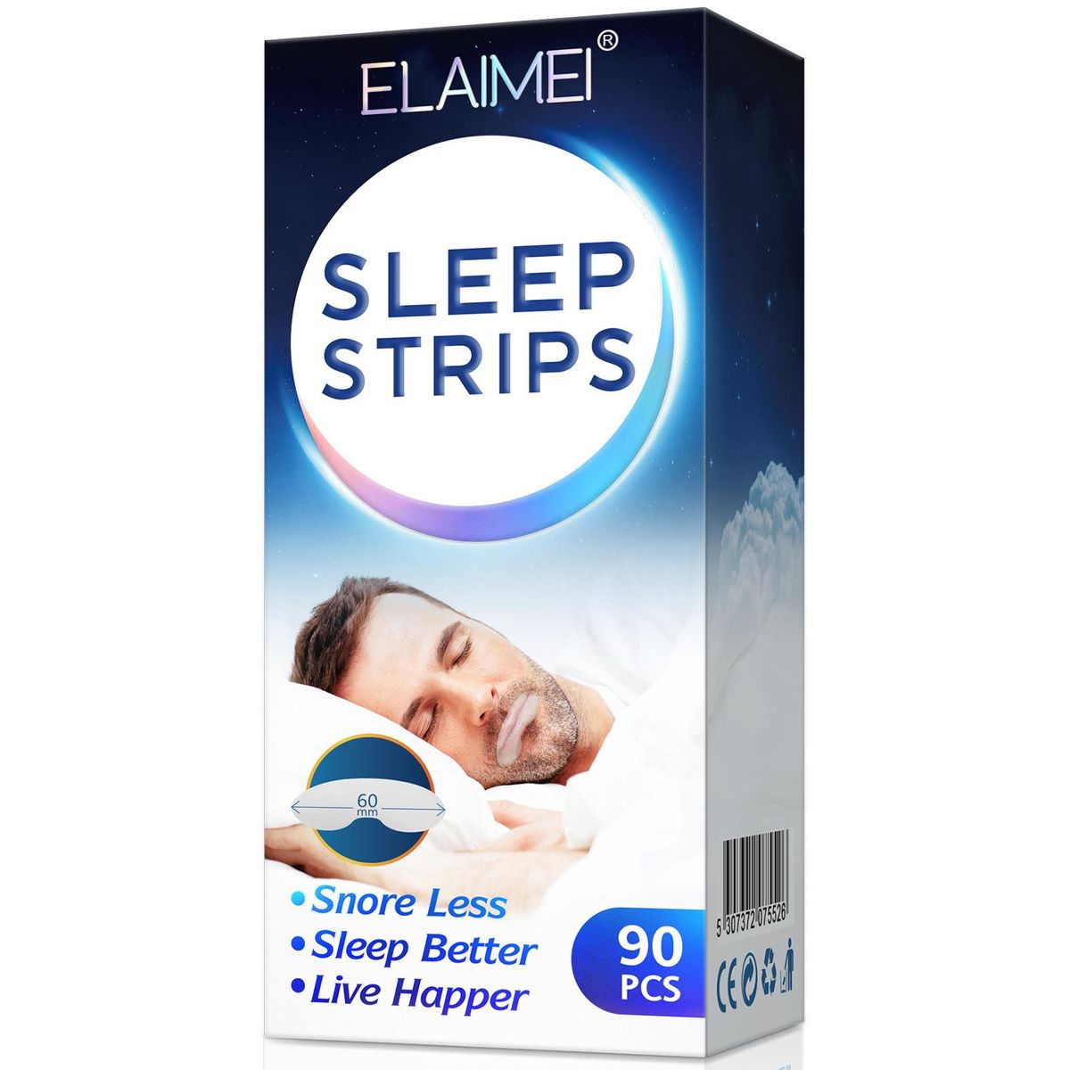 ELAIMEI Anti Snoring Sleep Strips Disposable Mouth Strips Tape Reduce Mouth Dryness Sore Throat Snoring Solution 90pcs