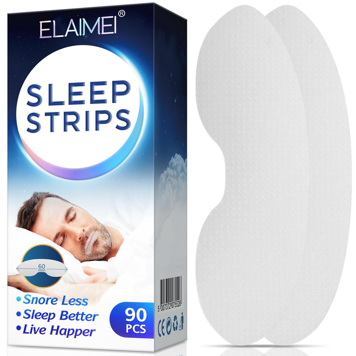 ELAIMEI Anti Snoring Sleep Strips Disposable Mouth Strips Tape Reduce Mouth Dryness Sore Throat Snoring Solution 90pcs