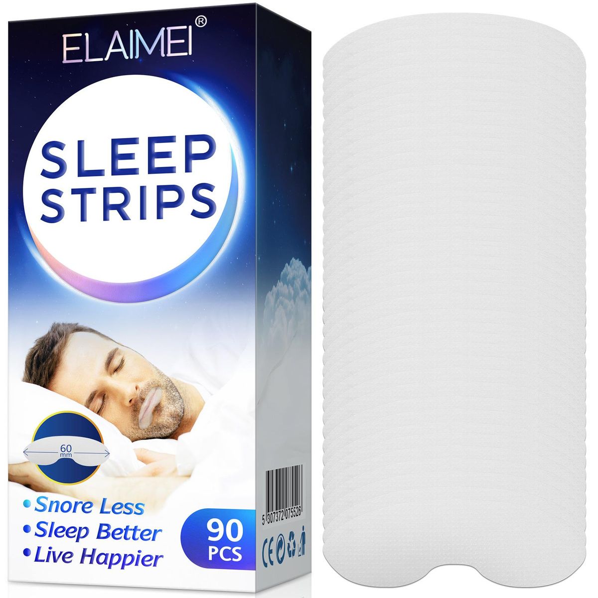 ELAIMEI Anti Snoring Sleep Strips Disposable Mouth Strips Tape Reduce Mouth Dryness Sore Throat Snoring Solution 90pcs