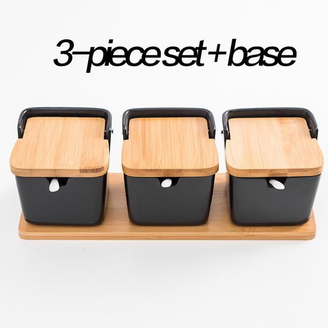 Set of  Ceramic Seasoning Rack Spice Pots