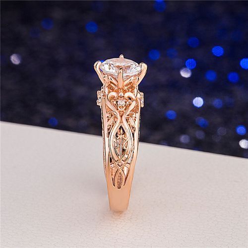 Engagement Ring Unique Design Zircon Inlaid Rose Gold Ladies Rings