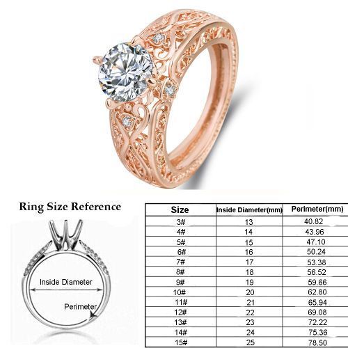 Engagement Ring Unique Design Zircon Inlaid Rose Gold Ladies Rings