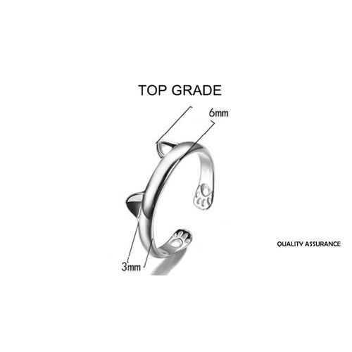 Women's Cat Ear Tail Ring Fashion Cute Animal Shape Adjustable Opening Rings