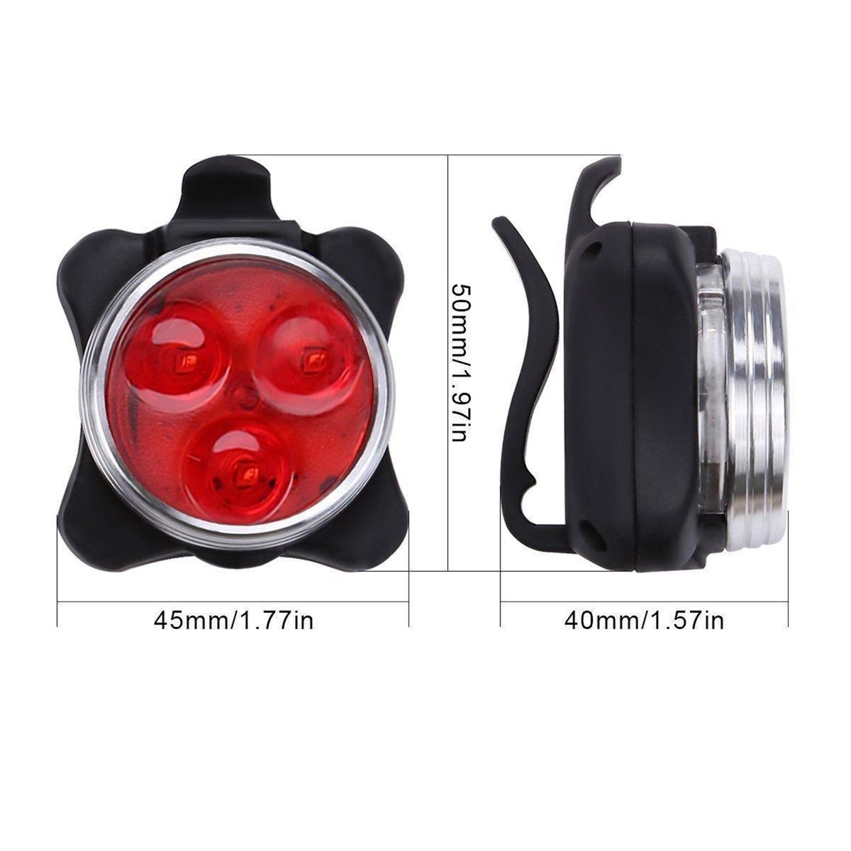 USB Rechargeable Bike Lights Set Head Tail Light Front+Tail Light