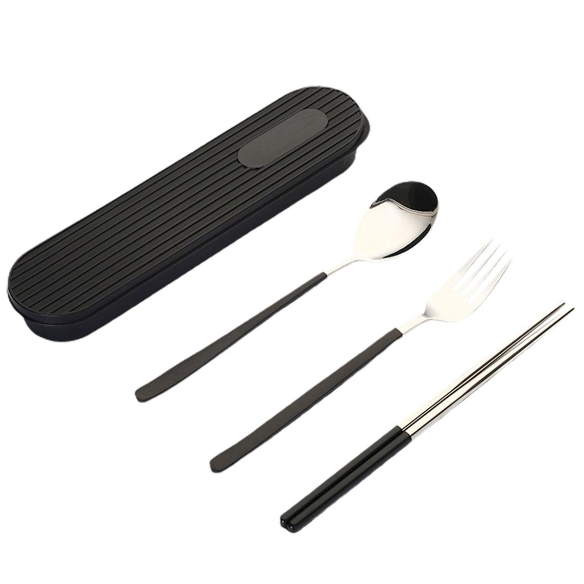 1 Set Dinnerware Spoon Cutlery Set Portable Camping Reusable Flatware Black