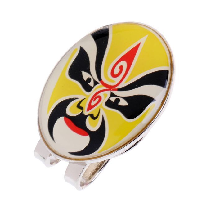 Opera Mask Alloy Golf Ball Marker With Magnetic Hat Clip  Yellow