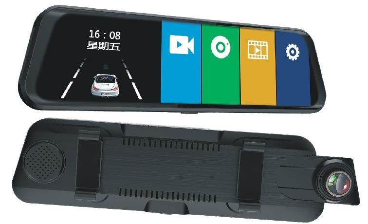 (9.66Inch-Full Touch Screen)1080P Gravity Sensing Front Back Dual Lens Rearview Night Vision Car Camera Mirror Display DVR On-Dash Camcorde Stream Media Car Recorder Follow Us Get Voucher