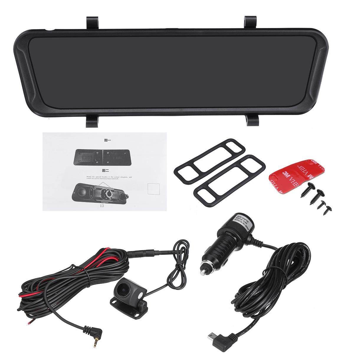 (9.66Inch-Full Touch Screen)1080P Gravity Sensing Front Back Dual Lens Rearview Night Vision Car Camera Mirror Display DVR On-Dash Camcorde Stream Media Car Recorder Follow Us Get Voucher