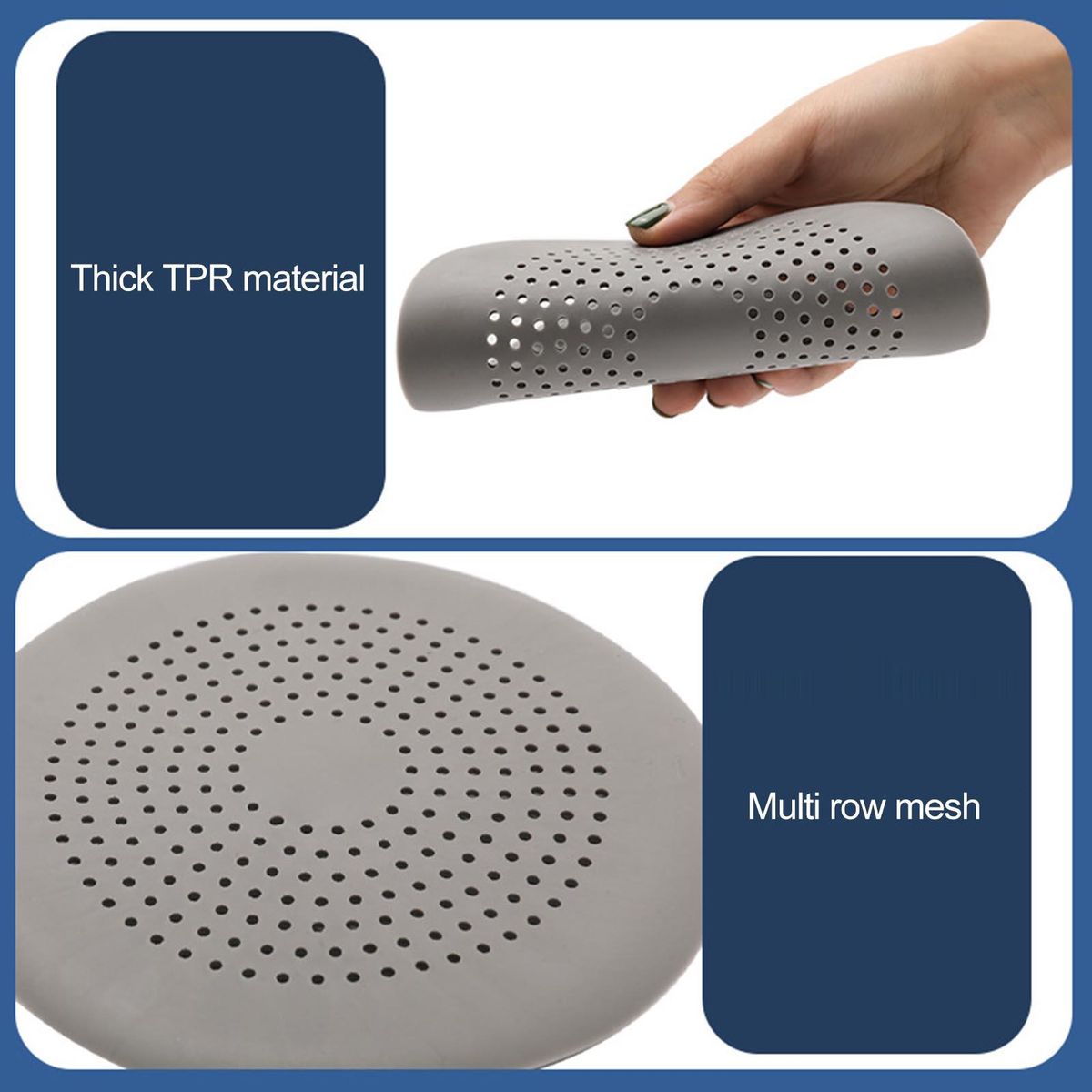 2Pcs Sink Strainer Easy to Install Hair Stopper Grey