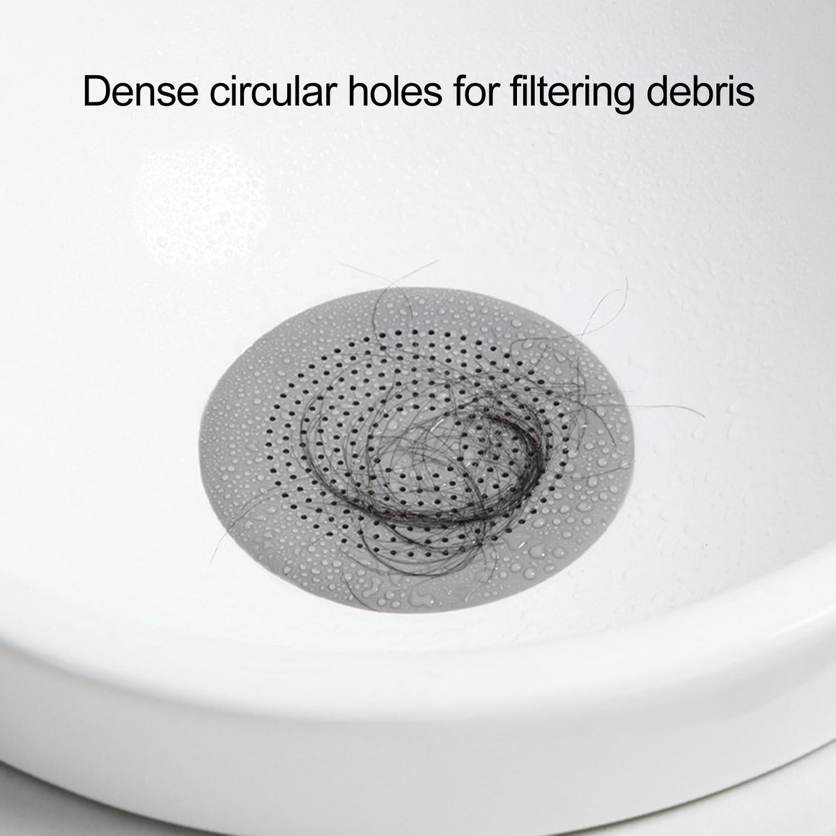2Pcs Sink Strainer Easy to Install Hair Stopper Grey