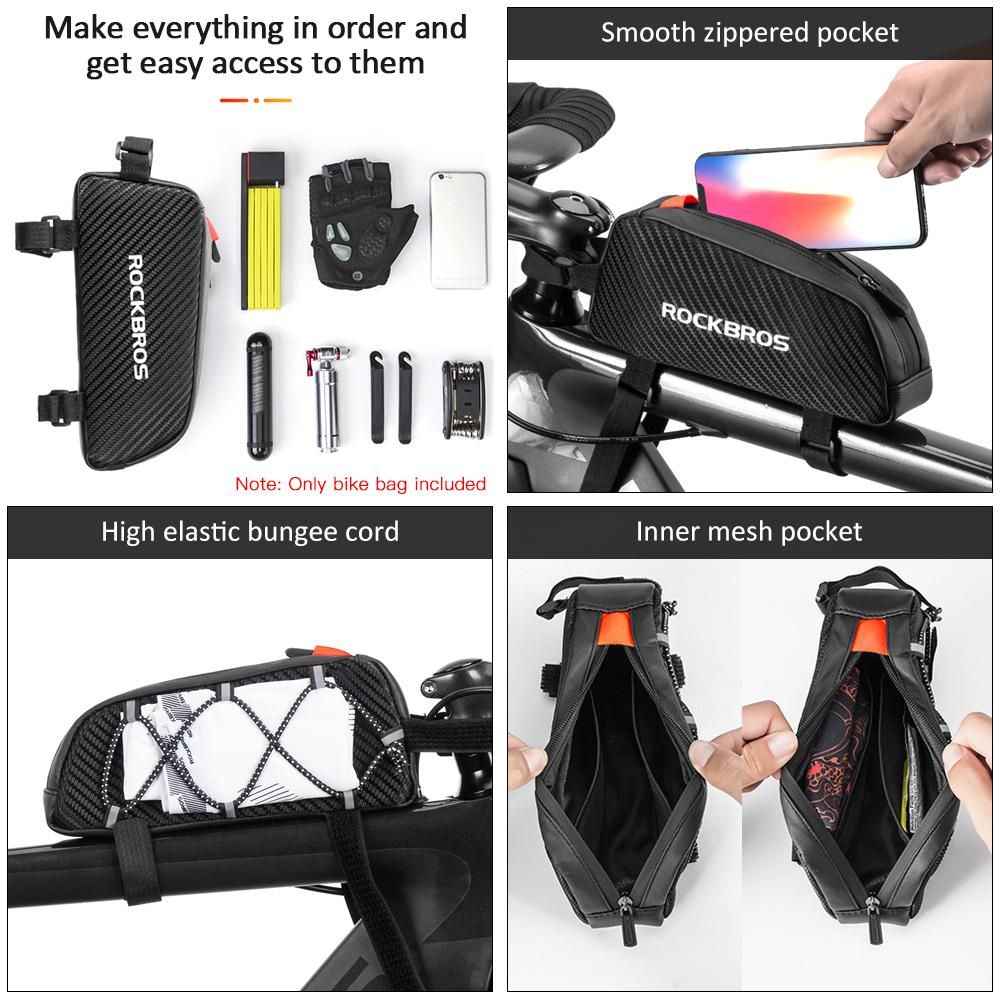 Waterproof Bike Bag Front Frame Top Tube Bicycle Pouch Large Capacity Cycling Front Storage Bag for Road Bike MTB Mountain Bike