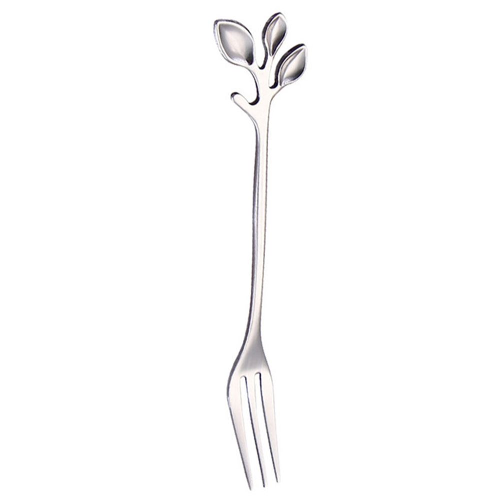 Leaf Shape Handlle Coffee Spoon Dessert Scoop Fork-