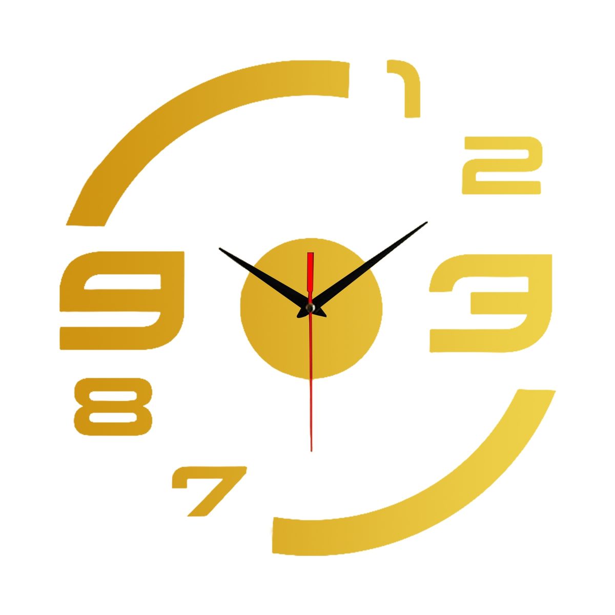 Wall Hanging Clock Digital Hanging Clock Modern Art Decal Golden