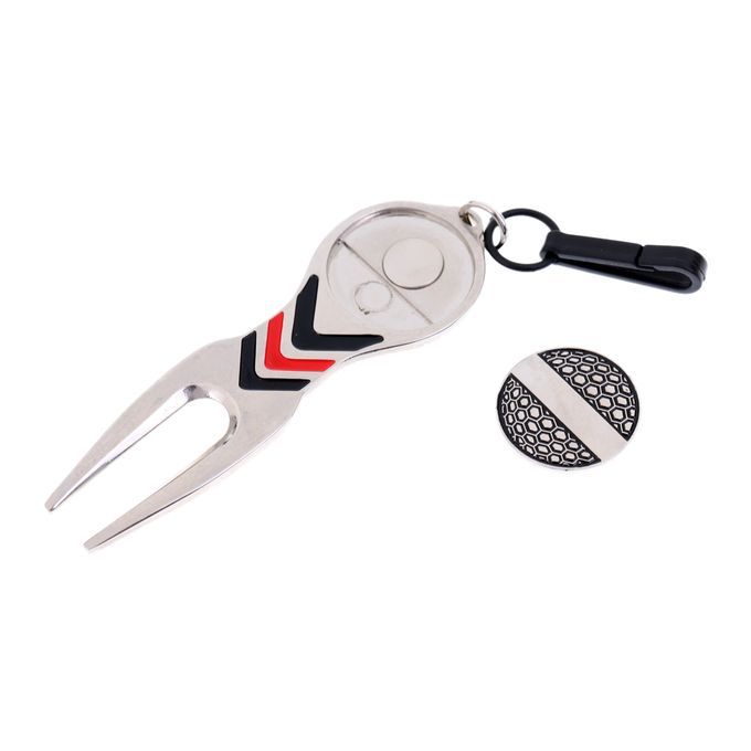 Portable Lightweight Alloy Golf Divot Repair Tool And Magnetic Ball