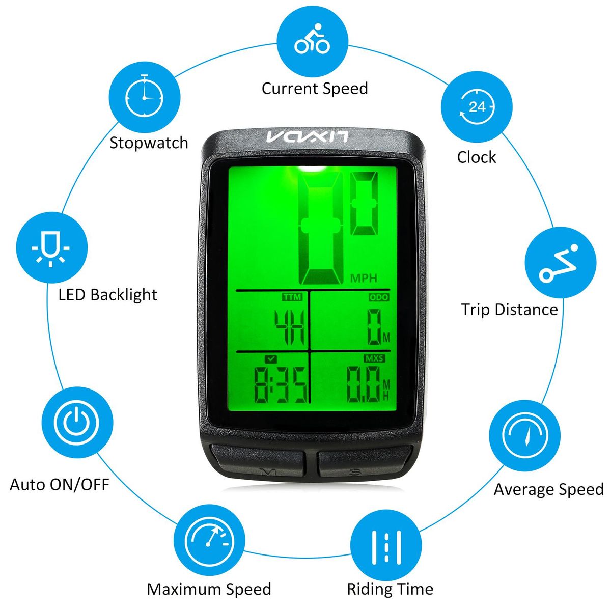 Lixada Wireless Bike Cycling Computer Bicycle Speedometer Odometer with LED Backlight