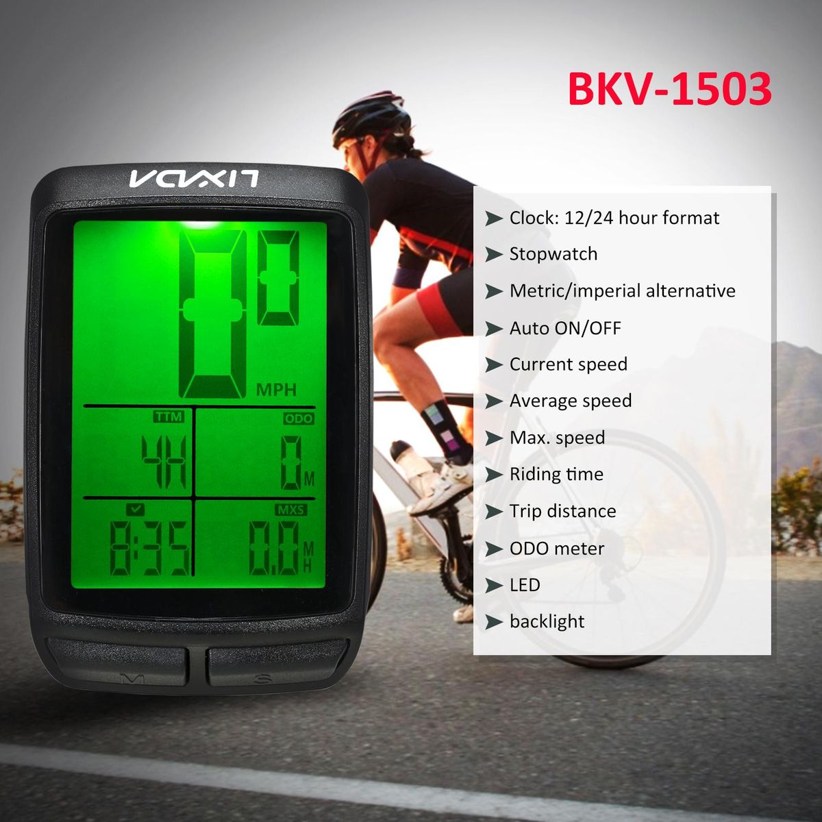 Lixada Wireless Bike Cycling Computer Bicycle Speedometer Odometer with LED Backlight