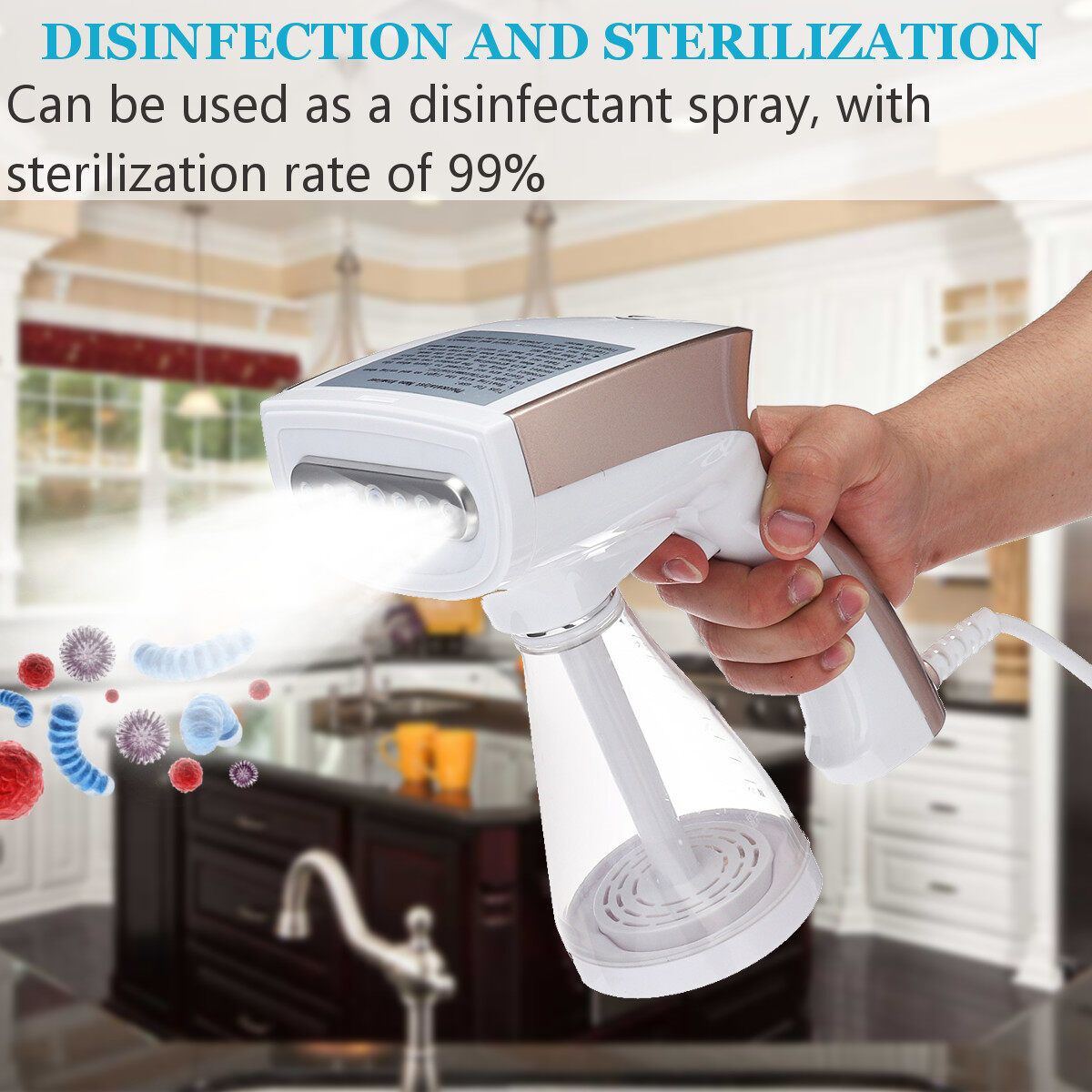 1200W Handheld Household Sprayer Touch Control Machine Disinfection Nano Steamer Fogging Spray Cleaning Tool Gold