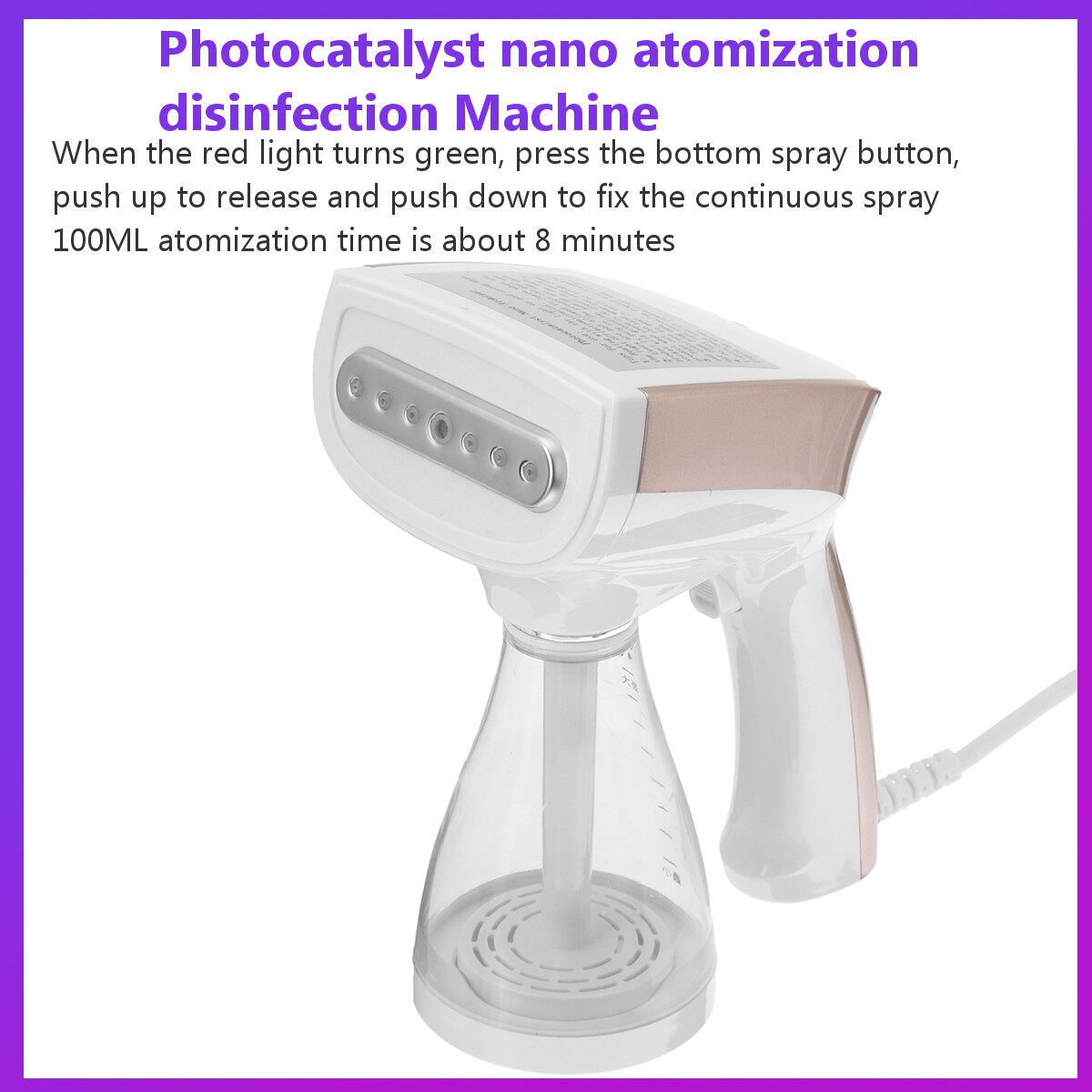1200W Handheld Household Sprayer Touch Control Machine Disinfection Nano Steamer Fogging Spray Cleaning Tool Gold