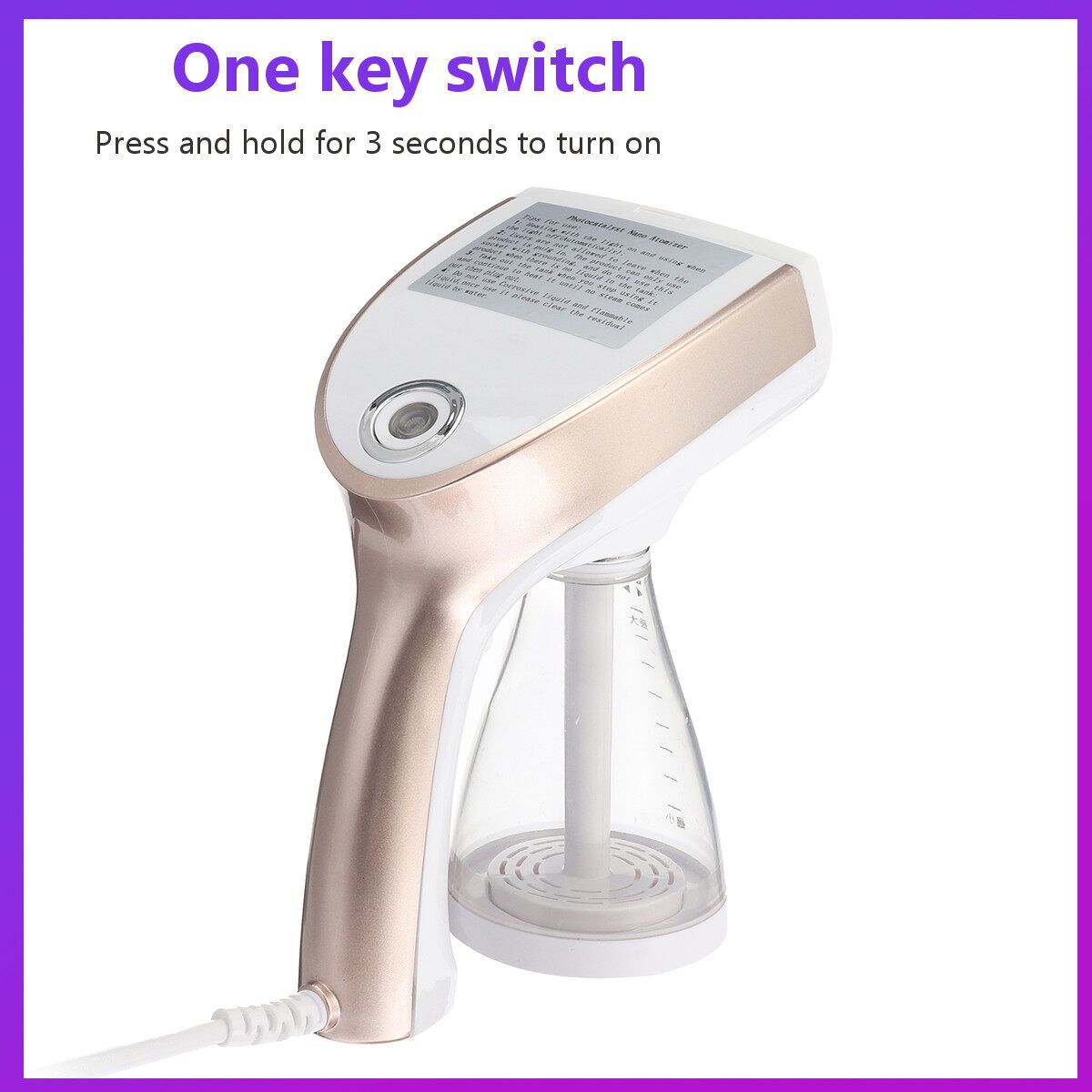 1200W Handheld Household Sprayer Touch Control Machine Disinfection Nano Steamer Fogging Spray Cleaning Tool Gold