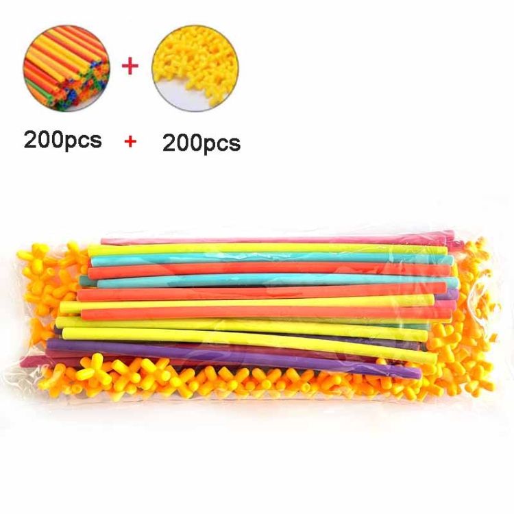 Straw Building Blocks 200pcs Pipe+200 Connectors