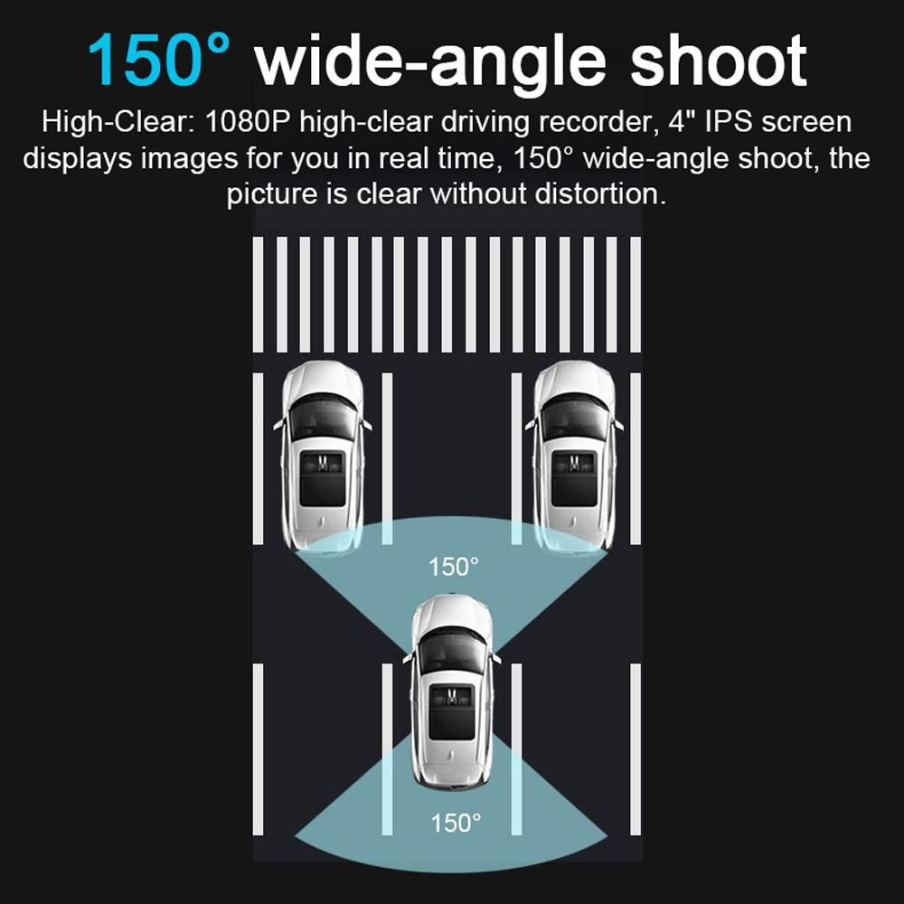 1080P DVR Dash Camera 4 Inch Car Dashcam Driving Recorder 150° Wide Angle Support Night-Vision Loop Recording Reversing Picture