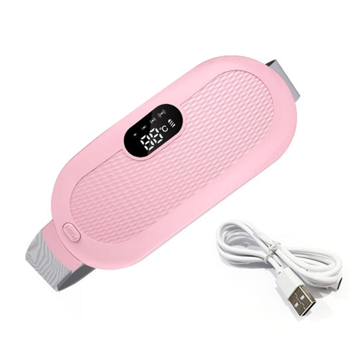 Period Heating Pad Relief Cordless Heating Belt with 4 Massage Modes Pink