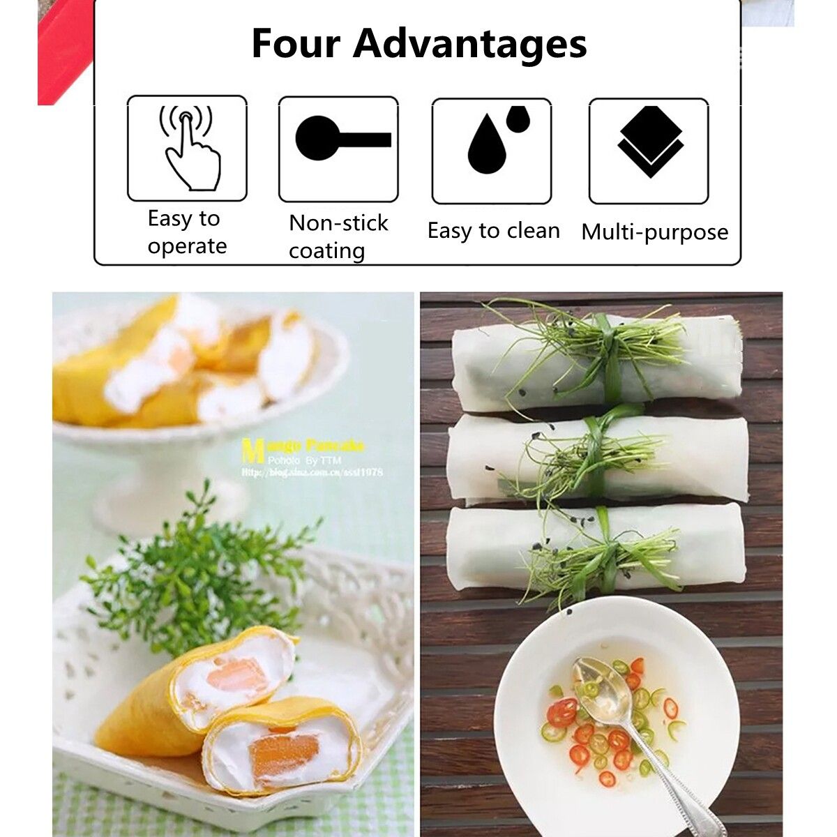 600W Electric Baking Pan Home Pancake Machine Automatic Spring Cake Machine With Egg Beater Batter Basin