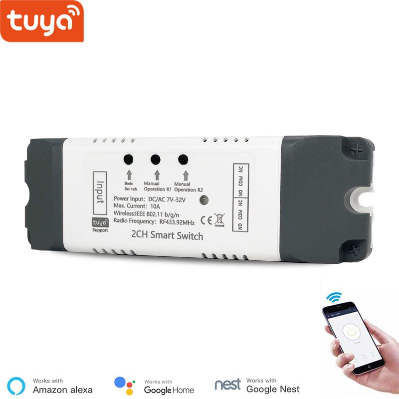 Tuya Smart Life 2 Channel WiFI Switch; 32V Inching