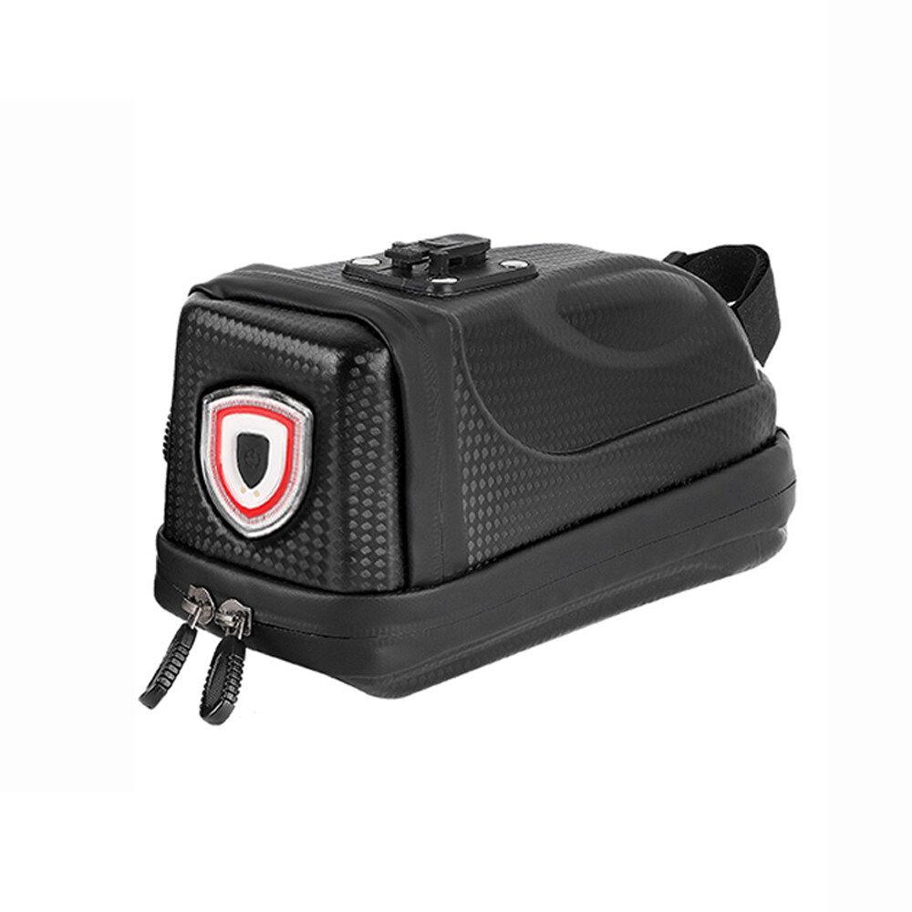 [ 2 Laryer Extendsion With LED Tail Light ] Bike Seat Carriage Bag Waterproof Larger Capacity Box Bag Mountain Bike Outdoor MTB Bicycle Cycling Tail Rear Pouch Black TYPE B