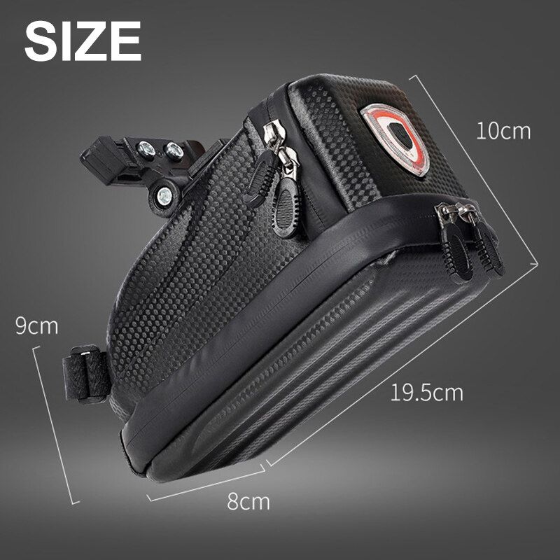 [ 2 Laryer Extendsion With LED Tail Light ] Bike Seat Carriage Bag Waterproof Larger Capacity Box Bag Mountain Bike Outdoor MTB Bicycle Cycling Tail Rear Pouch Black TYPE B