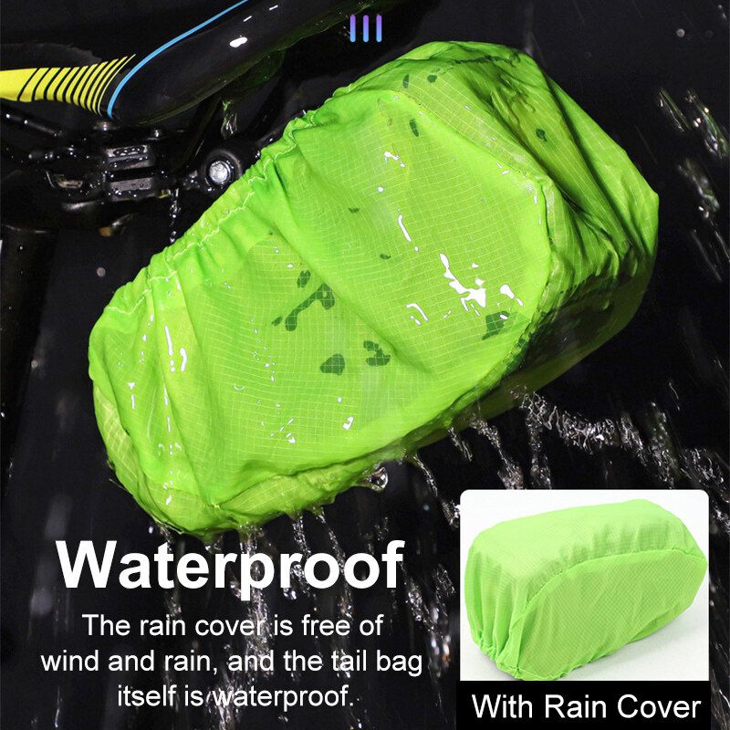 [ 2 Laryer Extendsion With LED Tail Light ] Bike Seat Carriage Bag Waterproof Larger Capacity Box Bag Mountain Bike Outdoor MTB Bicycle Cycling Tail Rear Pouch Black TYPE B