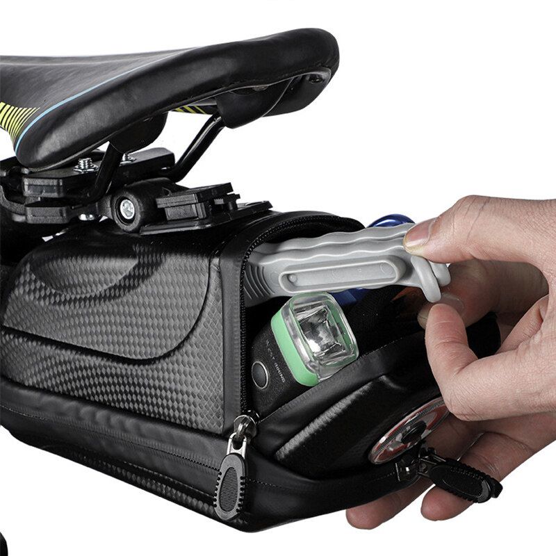 [ 2 Laryer Extendsion With LED Tail Light ] Bike Seat Carriage Bag Waterproof Larger Capacity Box Bag Mountain Bike Outdoor MTB Bicycle Cycling Tail Rear Pouch Black TYPE B