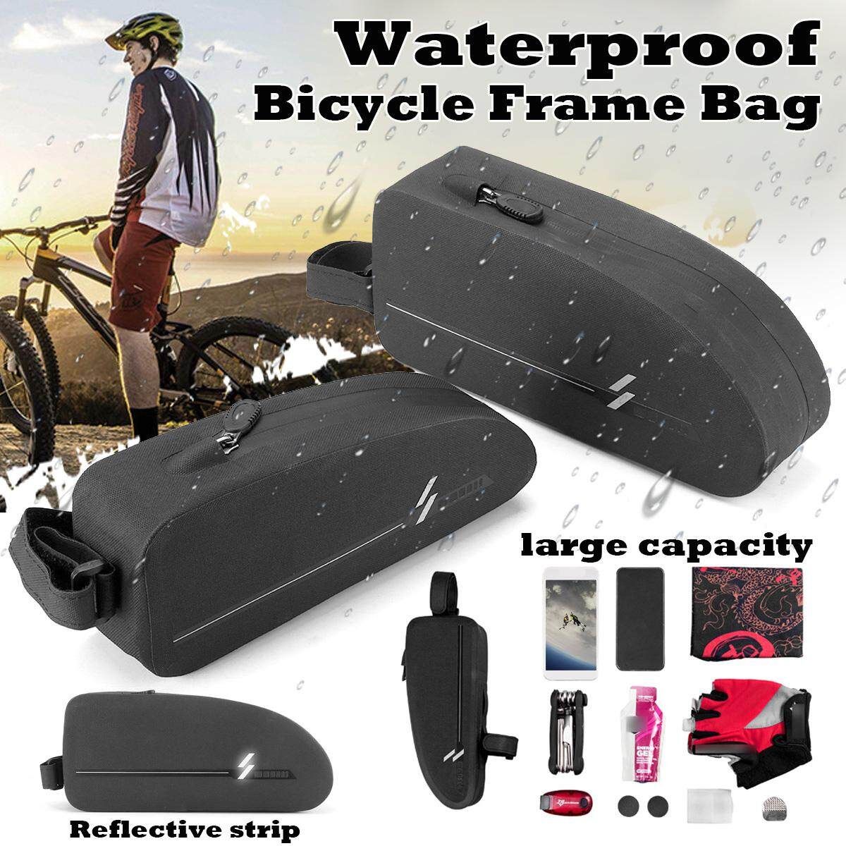 Bike Bicycle Front Frame Cycling Tube Pouch Holder Waterproof Saddle Bag Pannier Trumpet