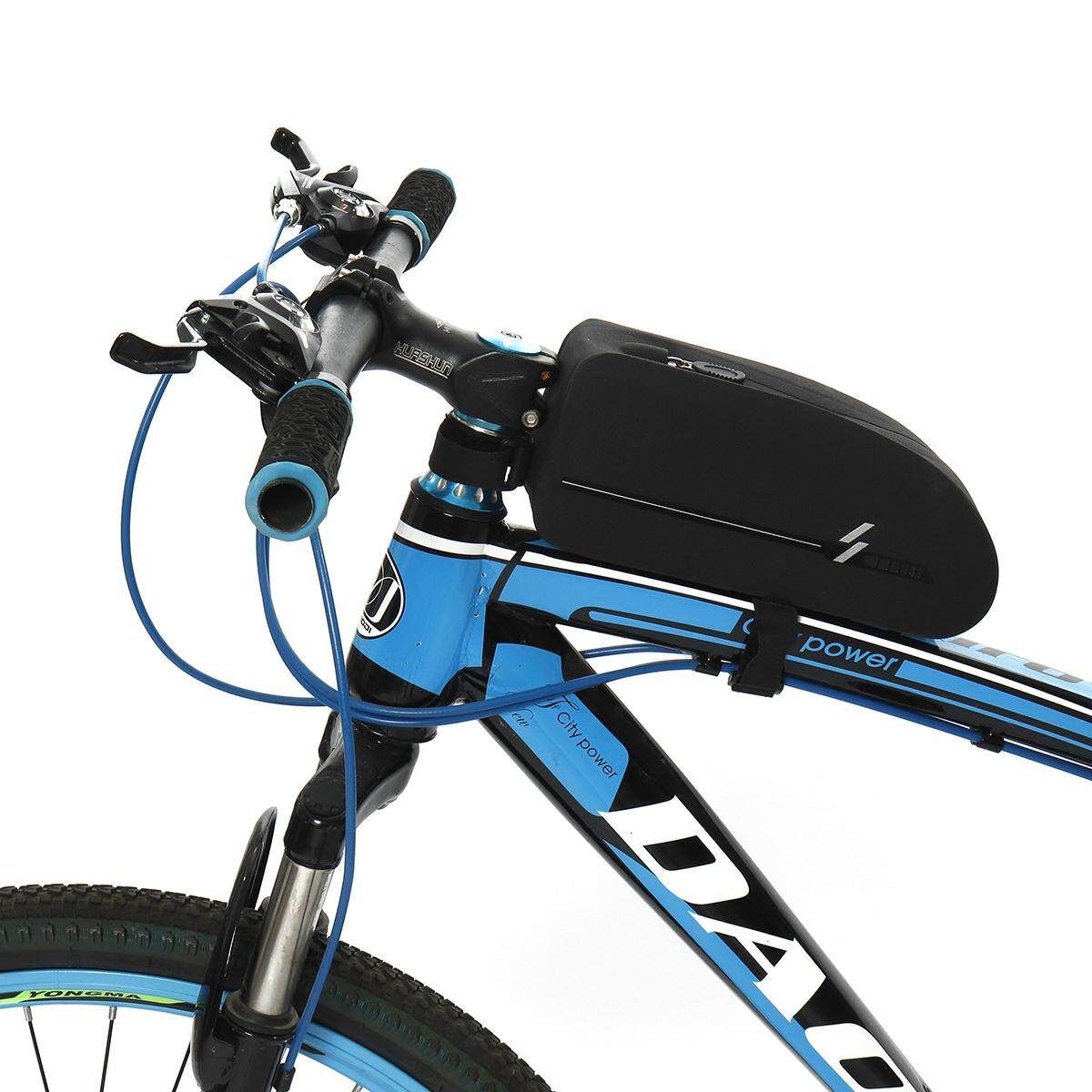 Bike Bicycle Front Frame Cycling Tube Pouch Holder Waterproof Saddle Bag Pannier Trumpet