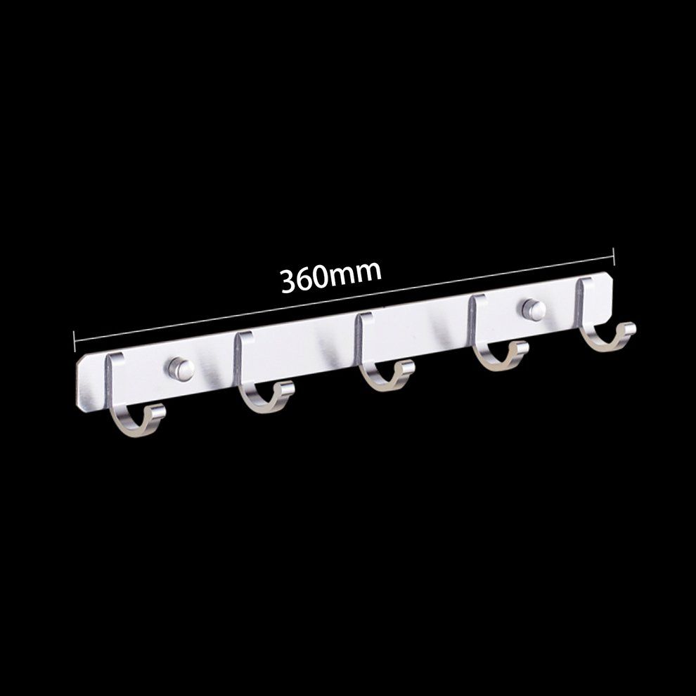 Home-Space Aluminum Hooks Bar Coat Hat Clothes Robe Holder Rack 5 Hooks Wall Hanger Silver