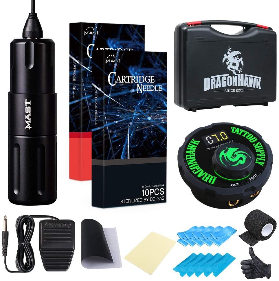 Mast Nano Tattoo Pen Completed Tattoo Kit Rotary Tattoo Machine Magnetic Clip Cord LCD Power Supply