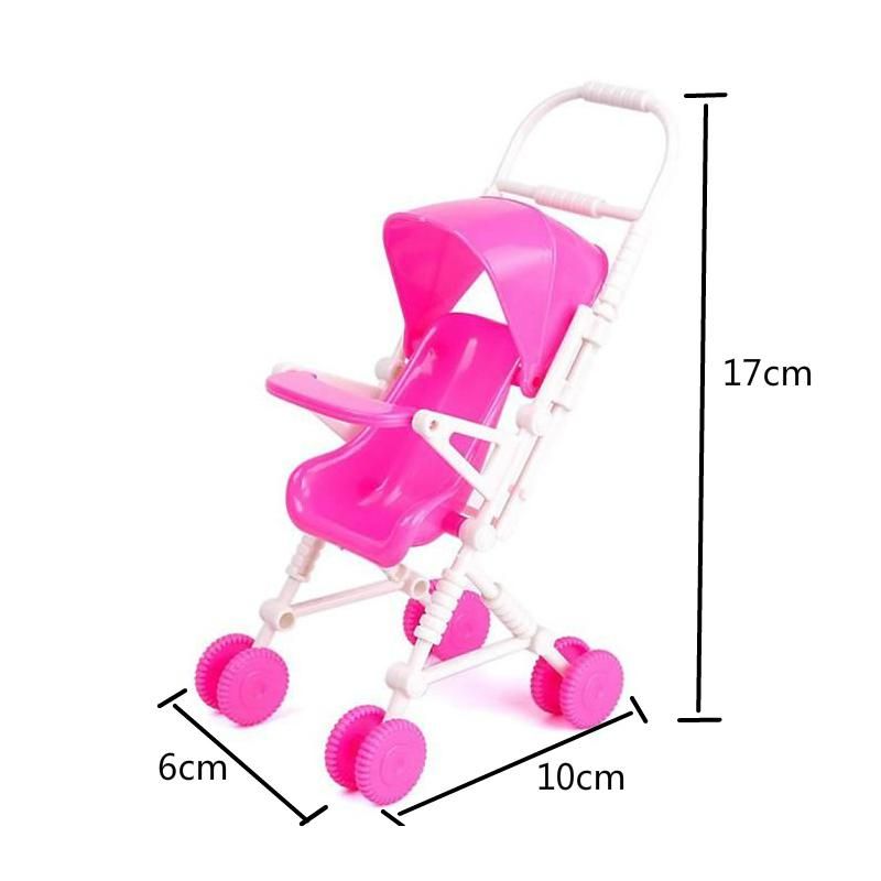 DIY Assembled Baby Buggy Stroller Pink Doll House Trolley To