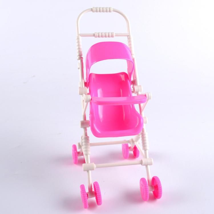 DIY Assembled Baby Buggy Stroller Pink Doll House Trolley To