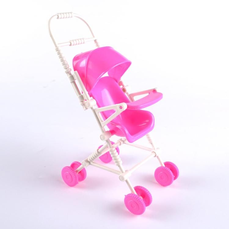 DIY Assembled Baby Buggy Stroller Pink Doll House Trolley To