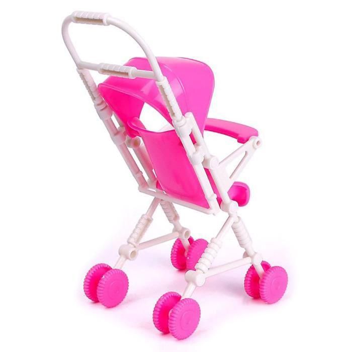 DIY Assembled Baby Buggy Stroller Pink Doll House Trolley To