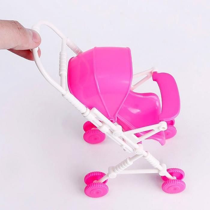 DIY Assembled Baby Buggy Stroller Pink Doll House Trolley To