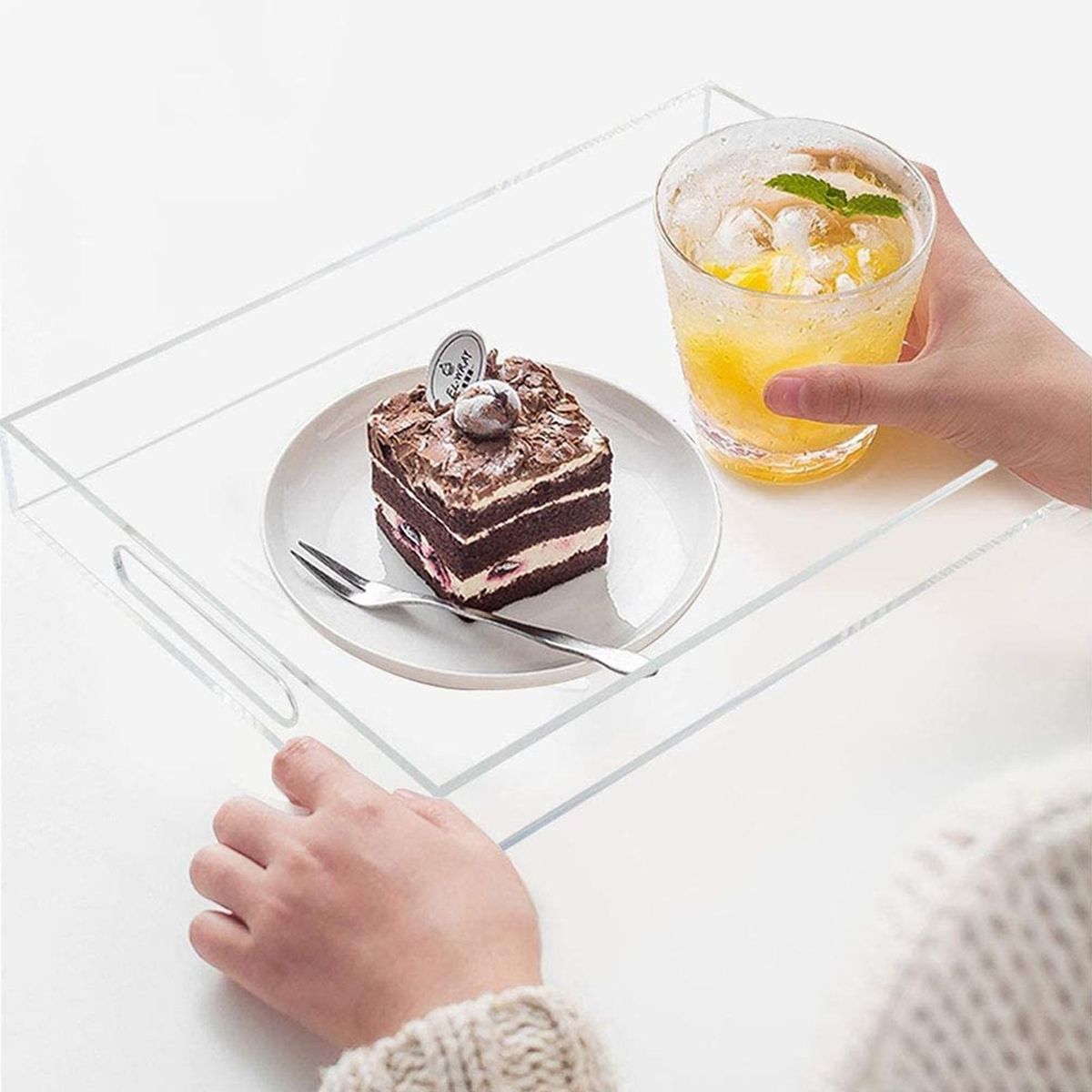 Snack Serving Tray Acrylic Serving Tray with Handle Versatile Home