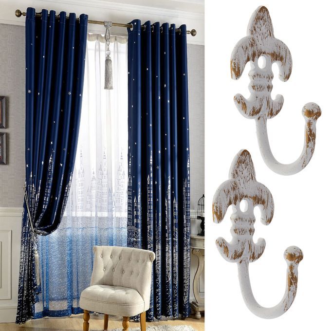 2x Curtain Tie Back Hooks Window Blind Tiebacks Hanger Type 2 - 009