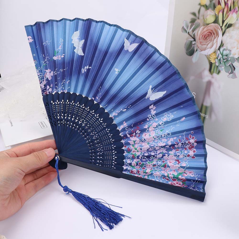 Bamboo Gifts Decoration Women Folding Style Flower Fan Fan Fabric 1 Pattern Hand Dance Japanese For Pcs Butterfly