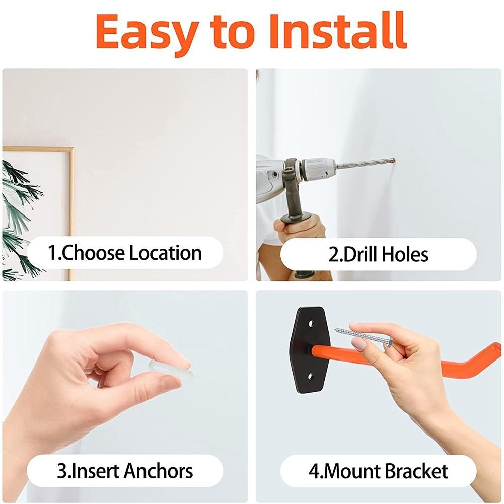 4 PCS Garage Hooks with Anti-Slip Coating,Hang Heavy Tools
