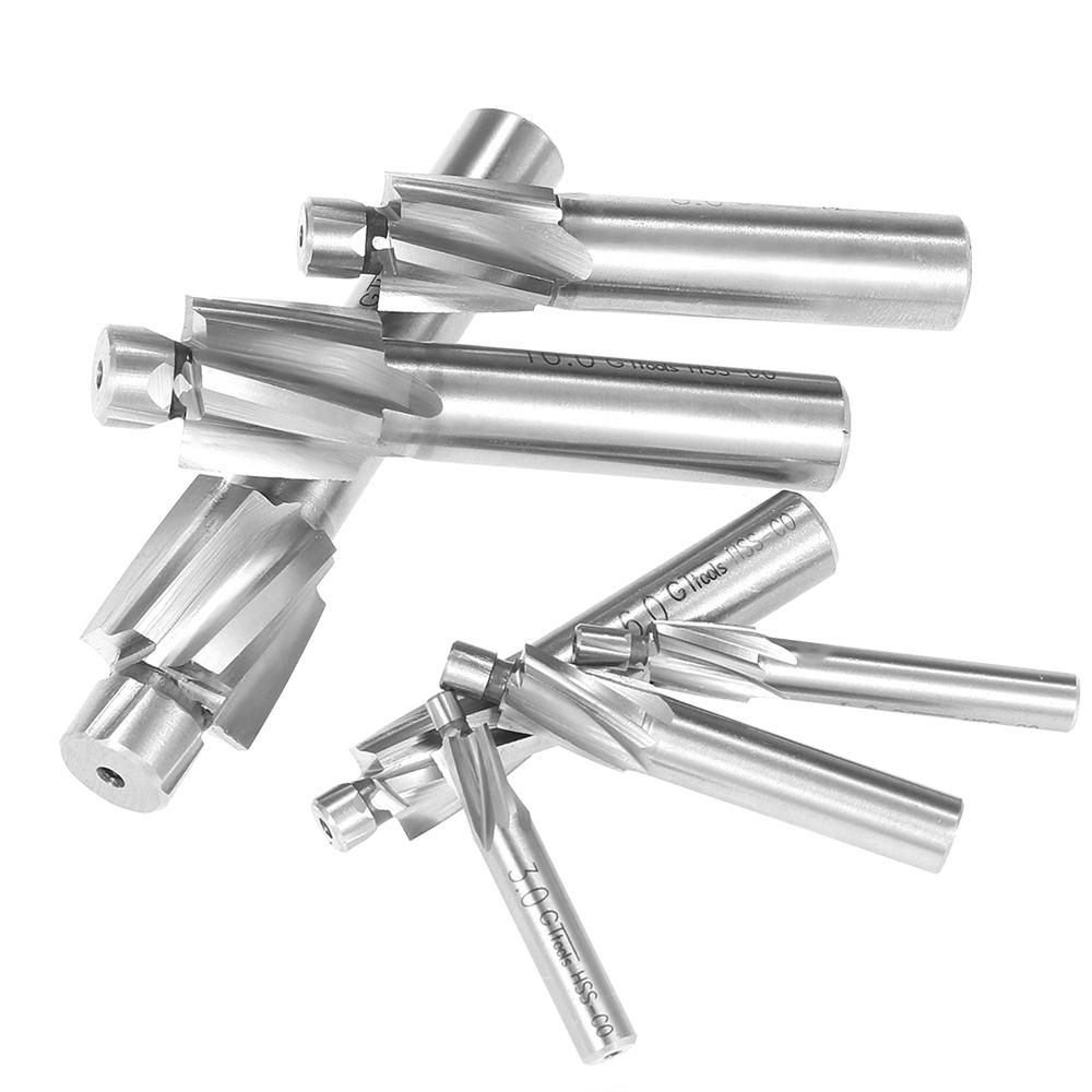 7pcs/set Counterbore Set M3-M12 High Quality High-speed Steel 4 Flutes Straight Shank Counterbore End Mills