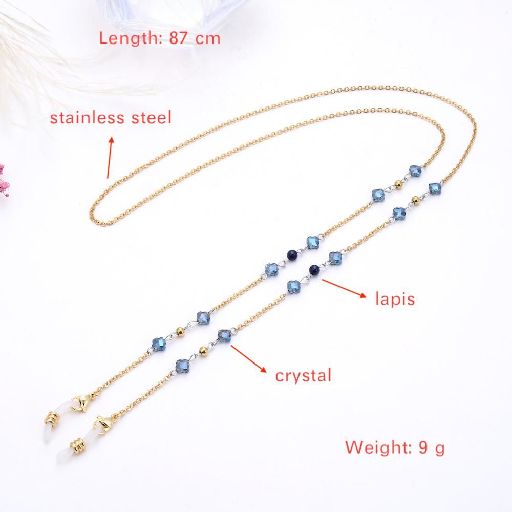 Stainless steel beads crystal rope bead box chain glasses chain fashion trend women hang neck sunglasses chain