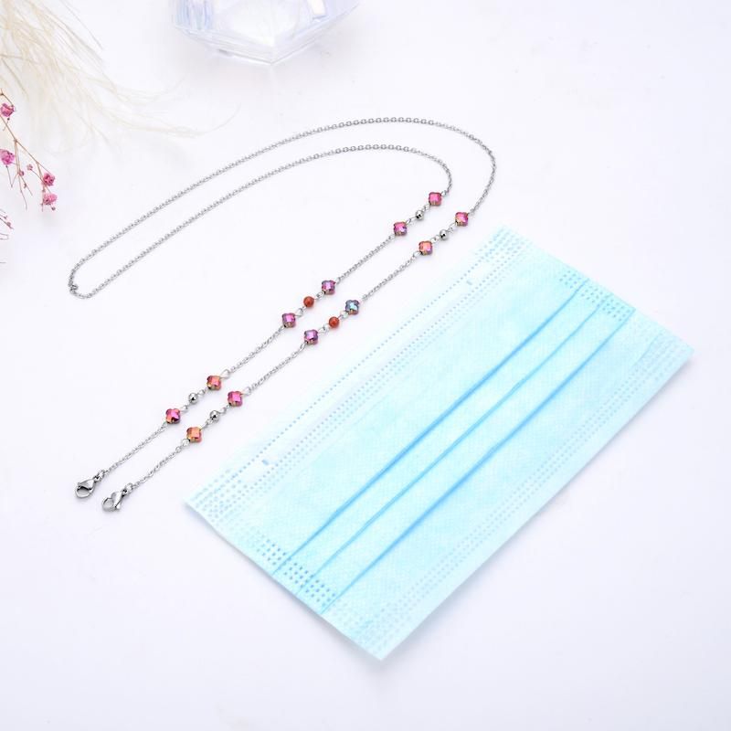 Stainless steel beads crystal rope bead box chain glasses chain fashion trend women hang neck sunglasses chain