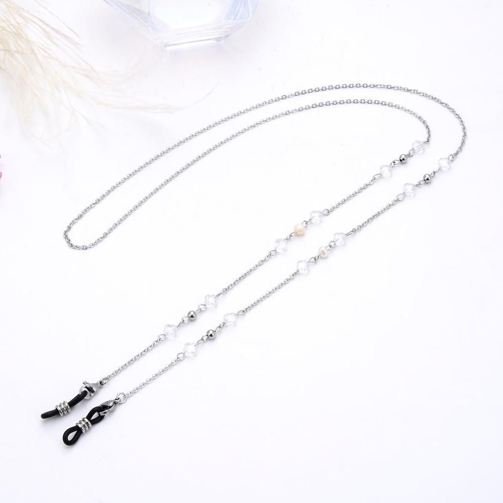 Stainless steel beads crystal rope bead box chain glasses chain fashion trend women hang neck sunglasses chain